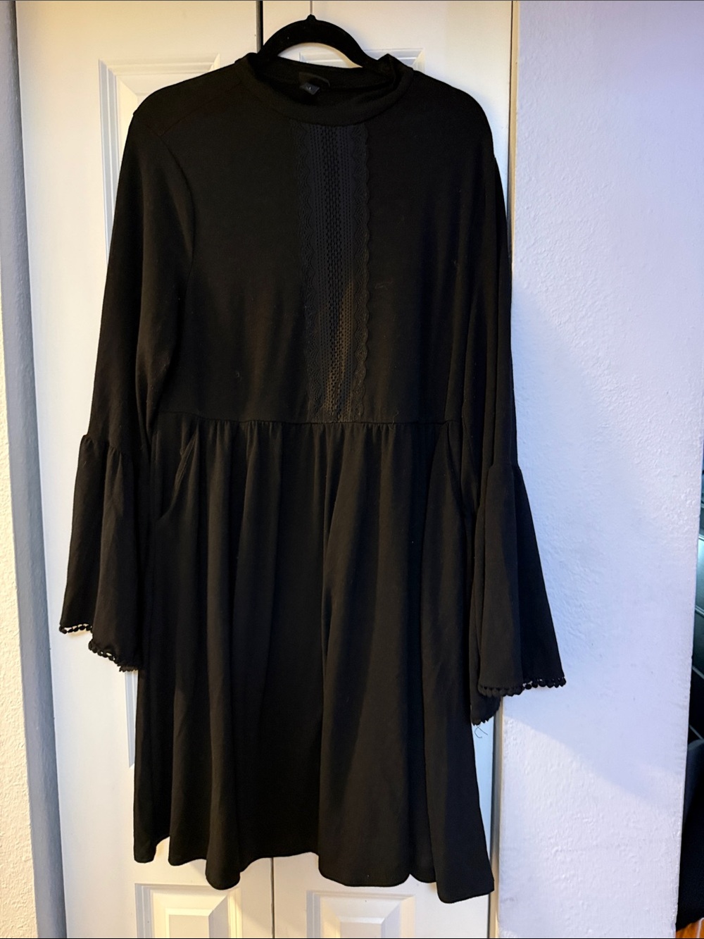 torrid Black Long Sleeve Babydoll Dress with Bell Sleeves